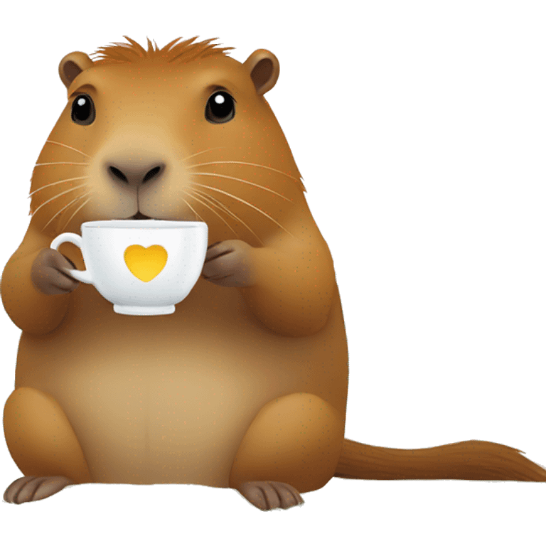 capybara sipping tea in a beach emoji