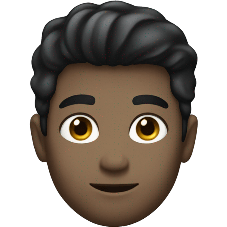 A man with pale skin and black hair sitting on top of a black Ford car emoji