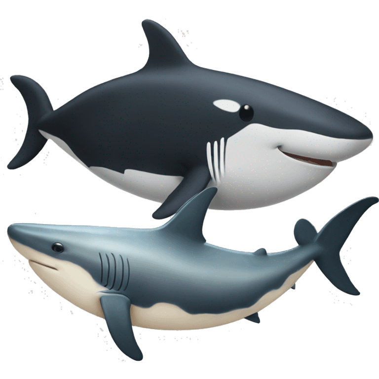 a white whale and a black shark emoji