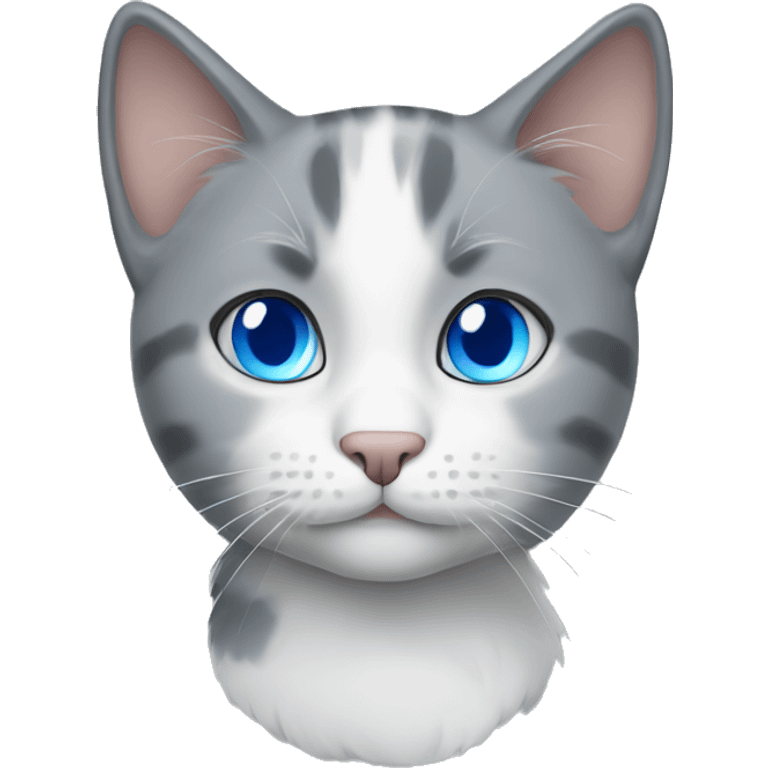 gray and white cat with blue eyes emoji