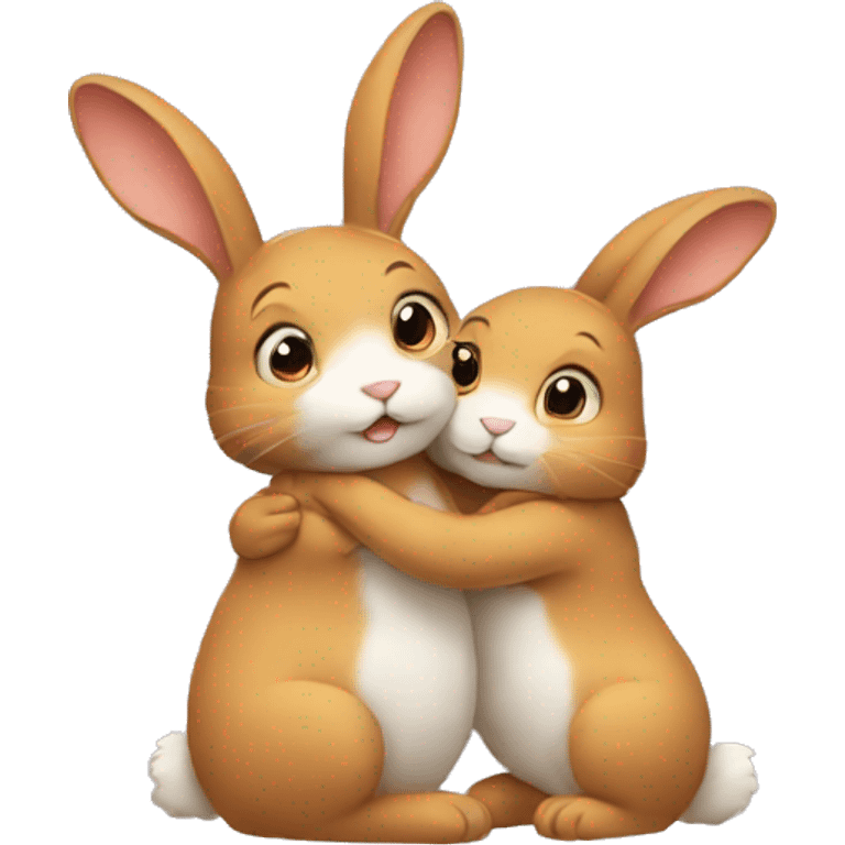 Two rabbits hug each other  emoji