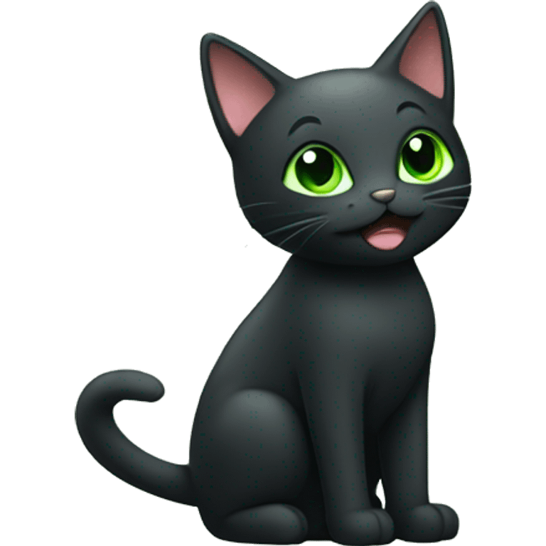 Black cat playing with a green star emoji