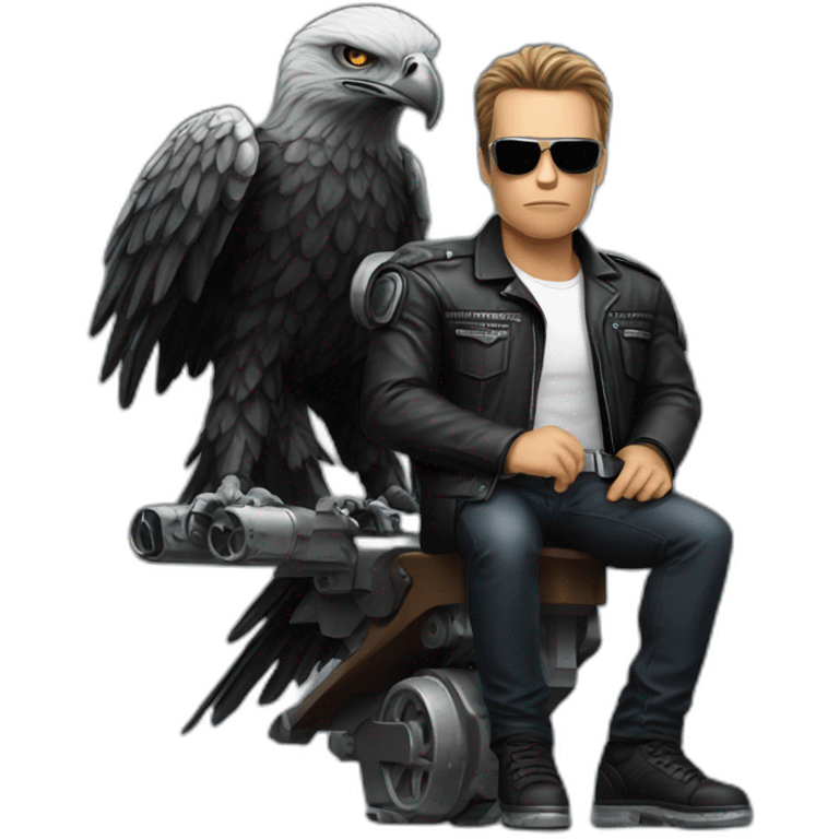 Terminator sitting on an eagle emoji