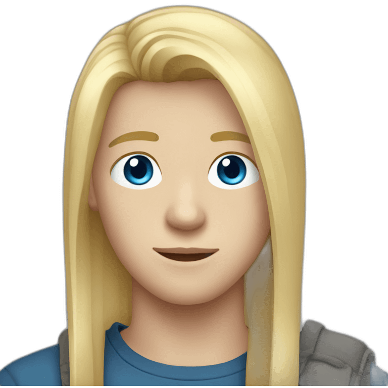 blue-eyed male teenager long straight blond hair emoji