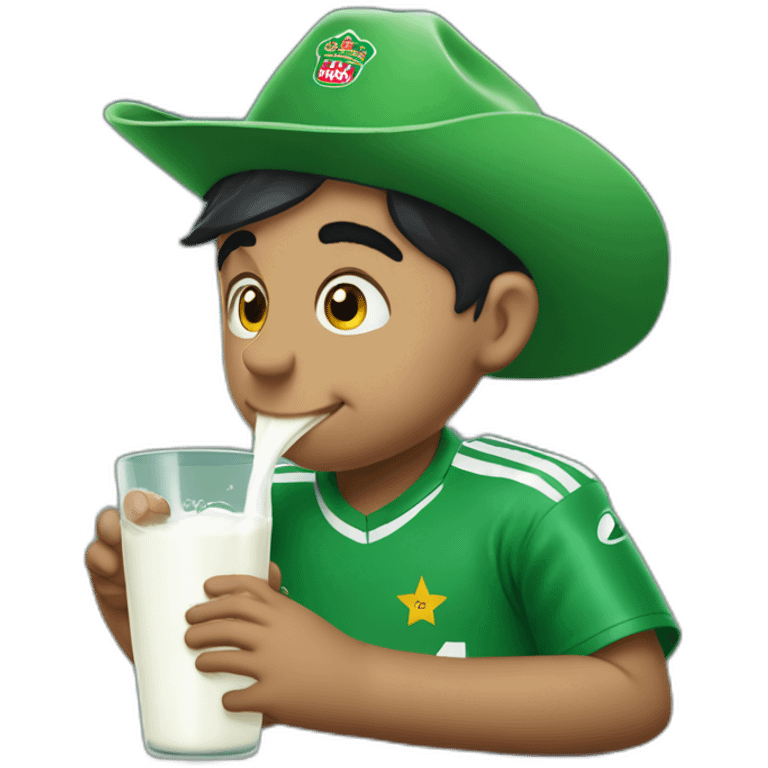 Babar azam drinking milk with kids bottle emoji