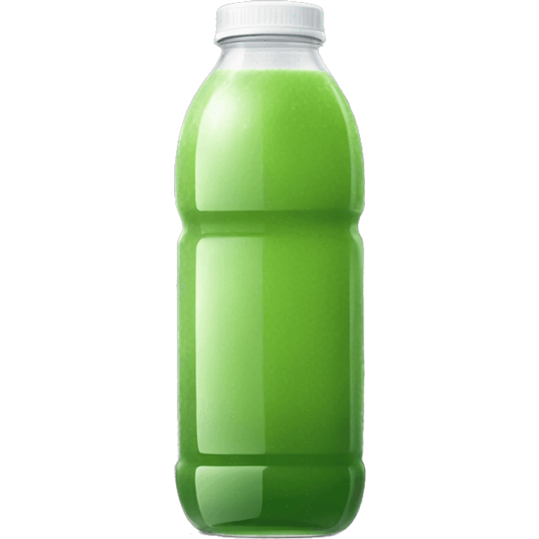 aesthetic green juice in tall clear full plastic drink bottle with white lid realistic soft textures emoji