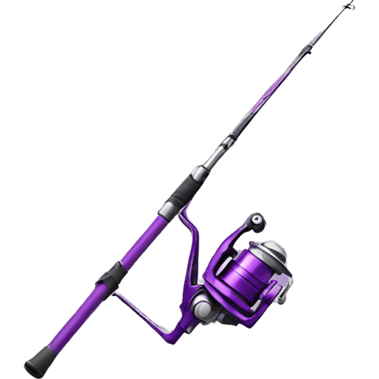 Realistic purple Fishing pole with reel emoji