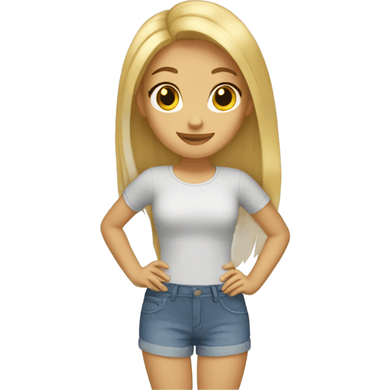 Blonde girl  holding shorts hair emoji