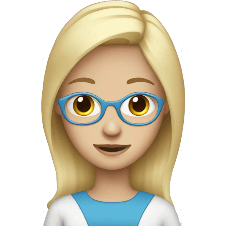 Blond hair blue eyes girl with laptop  emoji