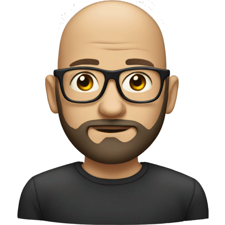 a bald man with a beard and inverted glasses emoji