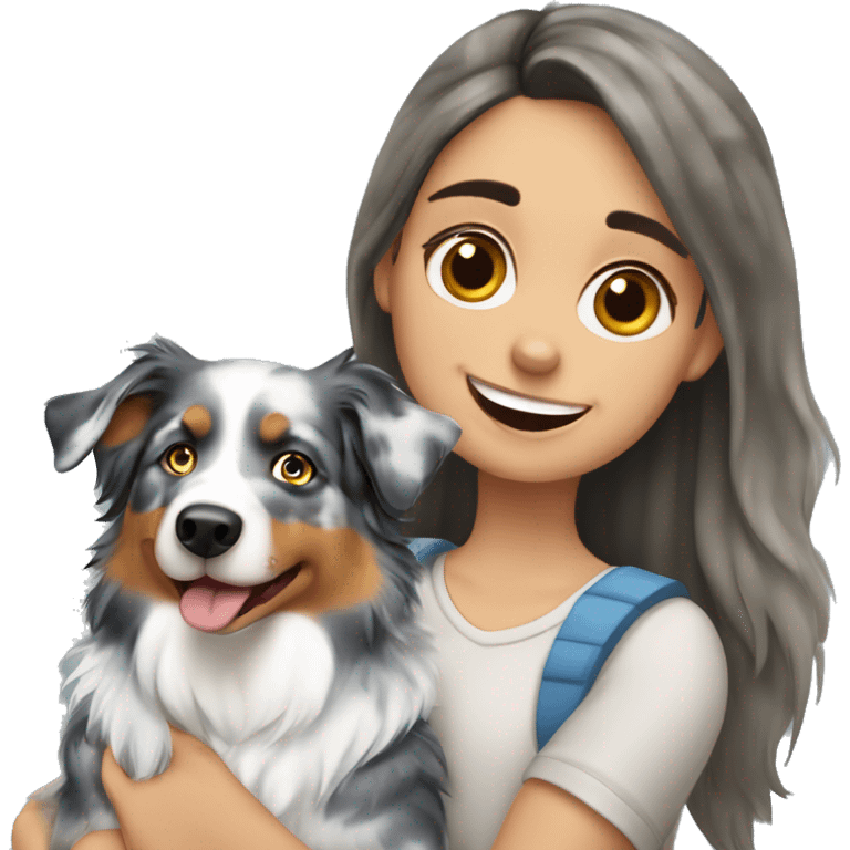 Blue Merle Australian shepherd with a girl  emoji