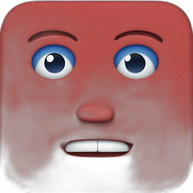 Red and blue square with face emoji