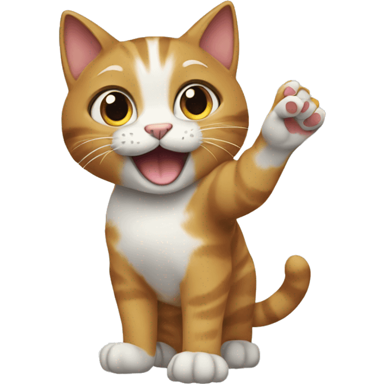 Cat with paw waving emoji