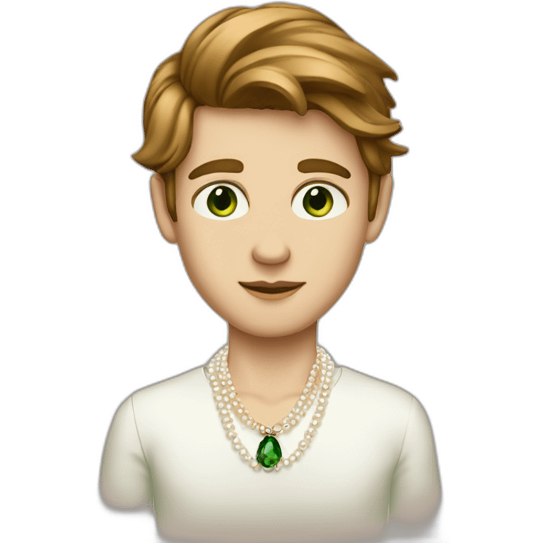 Posh-boy-with-pearl-necklace-and-green-eyes-and-brown-hair emoji