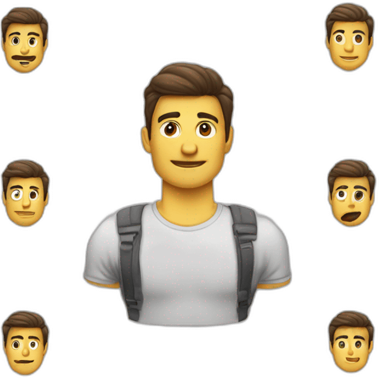 homem calvo com sobrancelha junta emoji