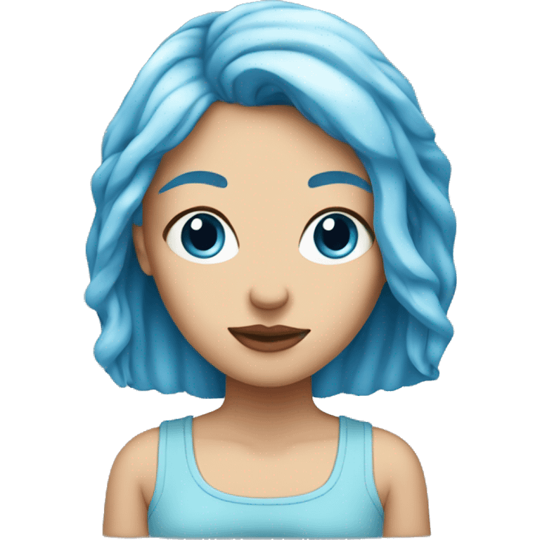 Face of a feminist white girl, blue hair feminst  emoji