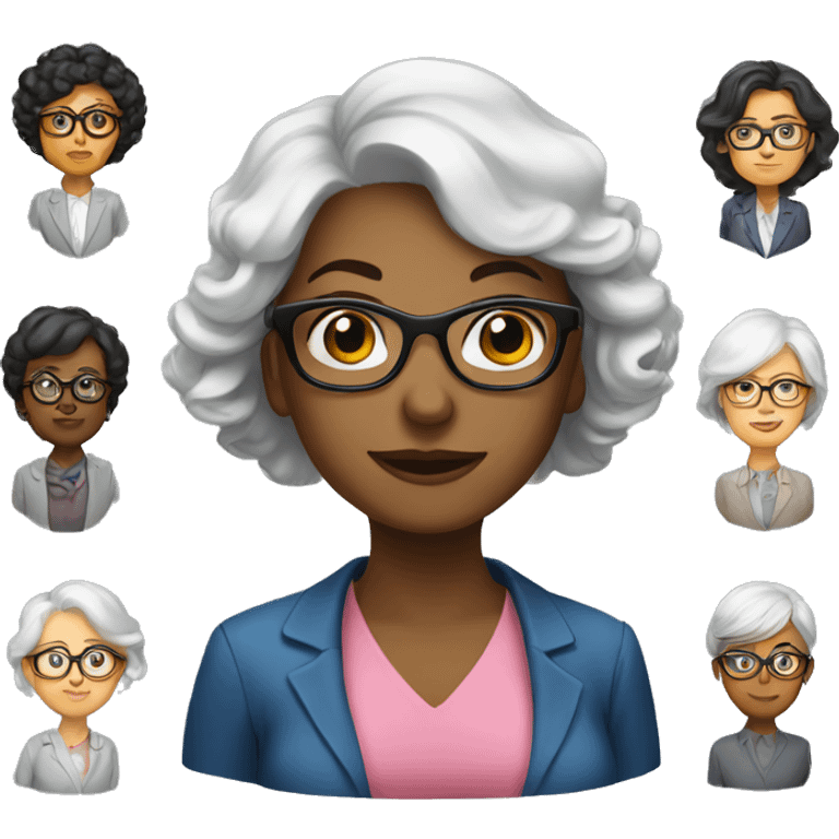 women mom professor with glasses mix of race emoji