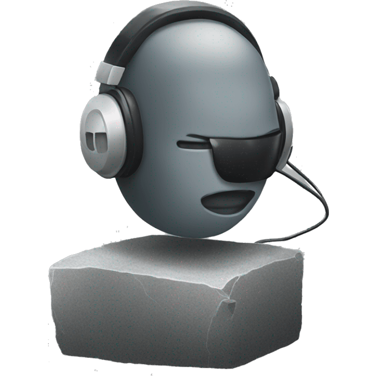 stone with headset emoji