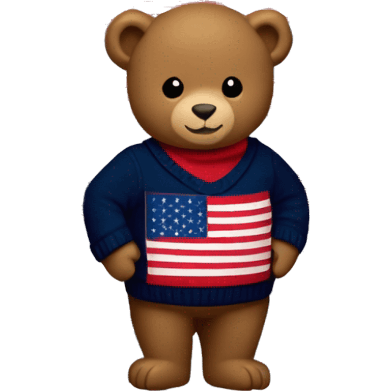 Ralph-Lauren-bear-wearing-navy blue-sweater-with-USA-flag emoji