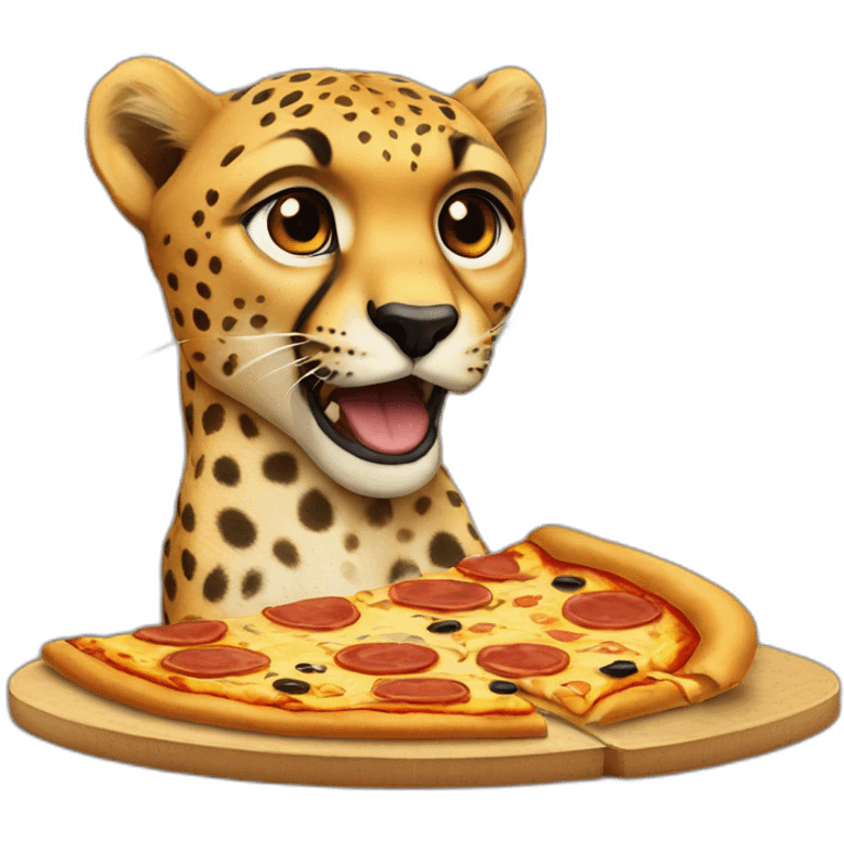 Cheetah is eating a pizza emoji