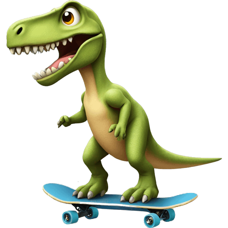 Dinosaur on a skateboard emoji