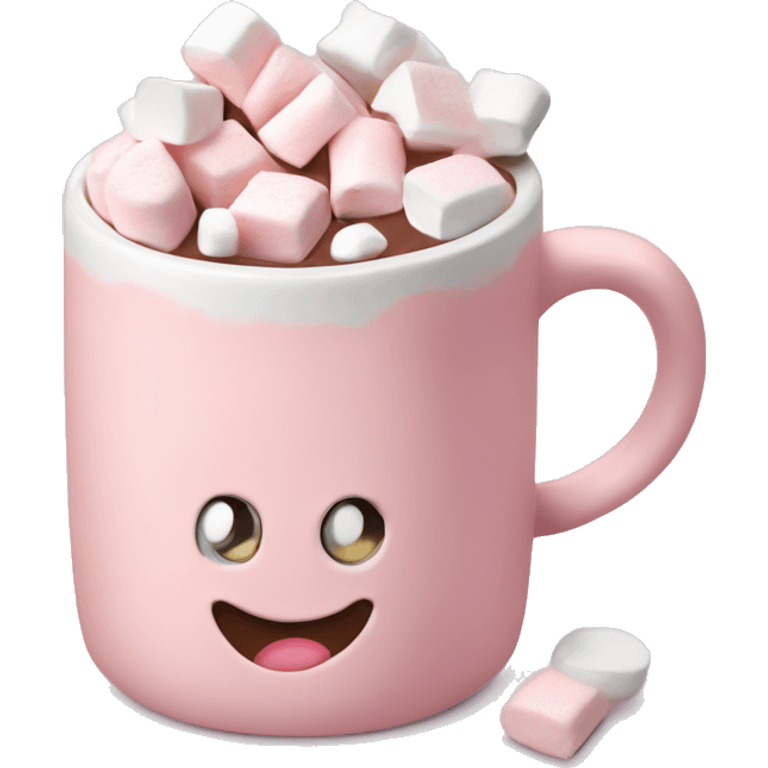 Light Pink mug of hot chocolate with marshmallows  emoji