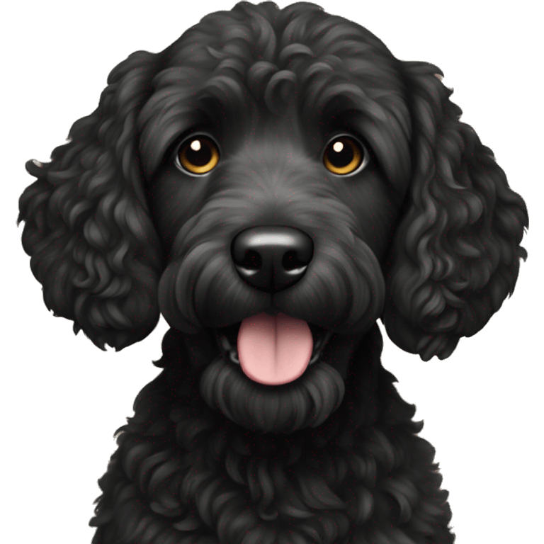 All Black golden doodle dog emoji