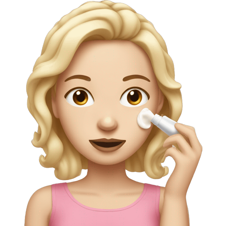 white girl applying cream on face emoji