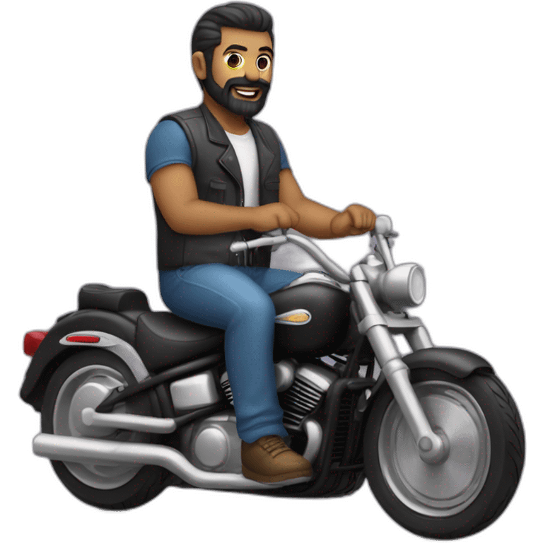 Homme barbue sur une moto américaine  emoji