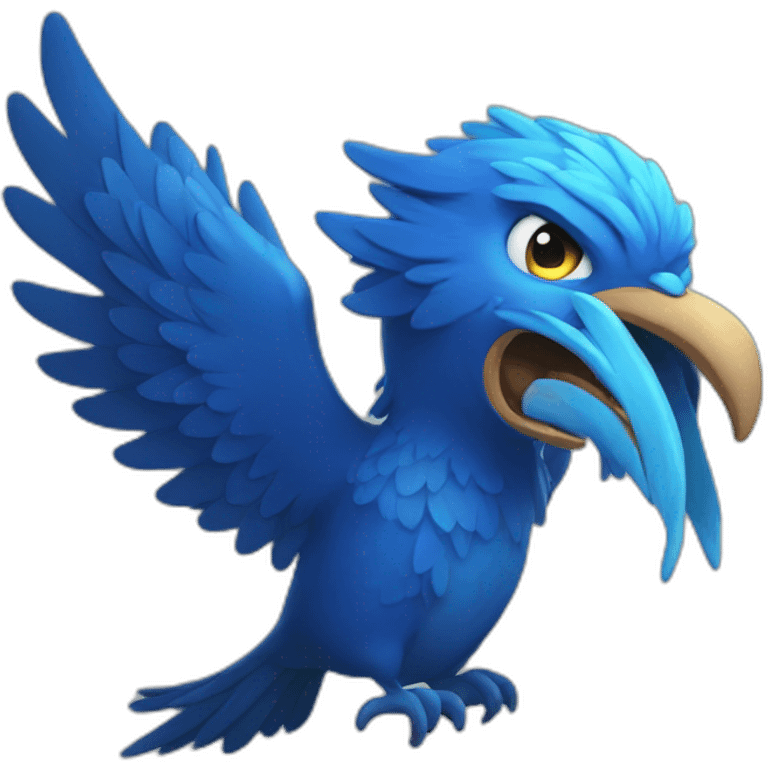 Blue phoenix with mouth open emoji