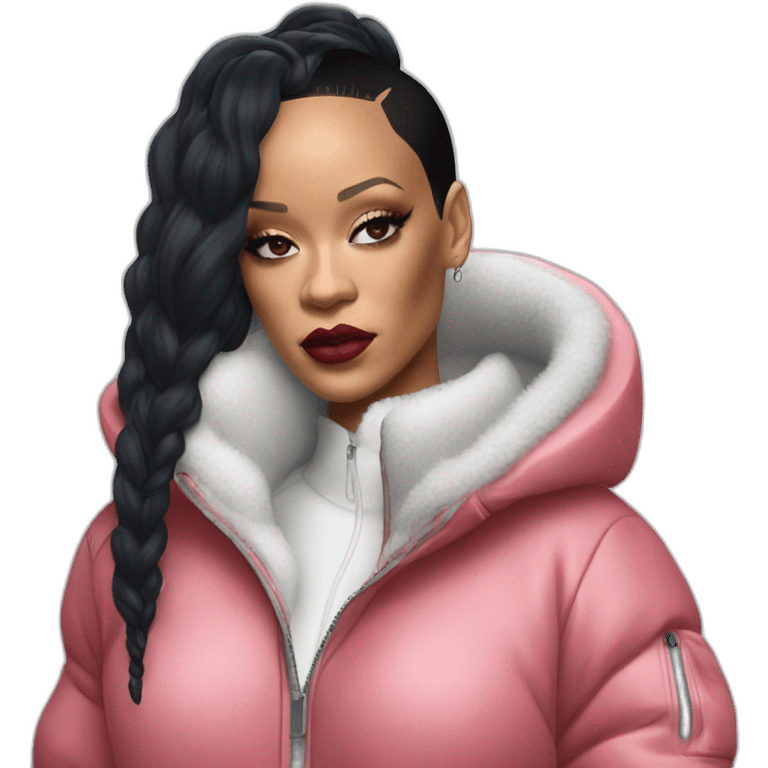 rihanna wearing a polar suit hyperrealistic emoji