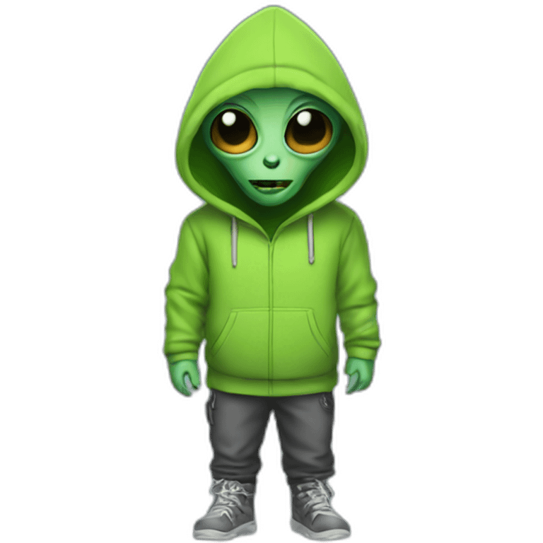 Alien wearing a Hoodie emoji