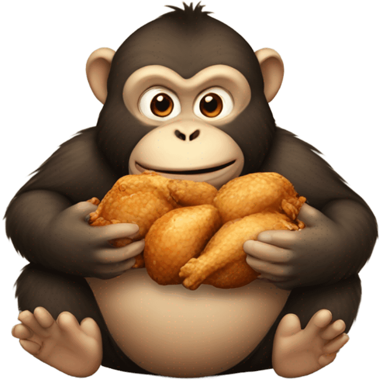 fat monkey eating chicken emoji