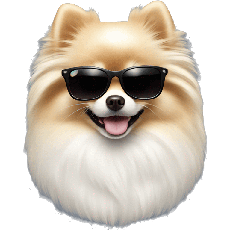 White pomeranian with sunglasses emoji