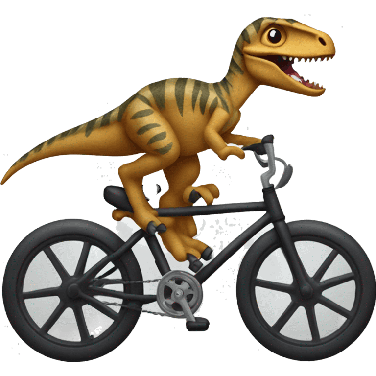 A velociraptor on a bike emoji