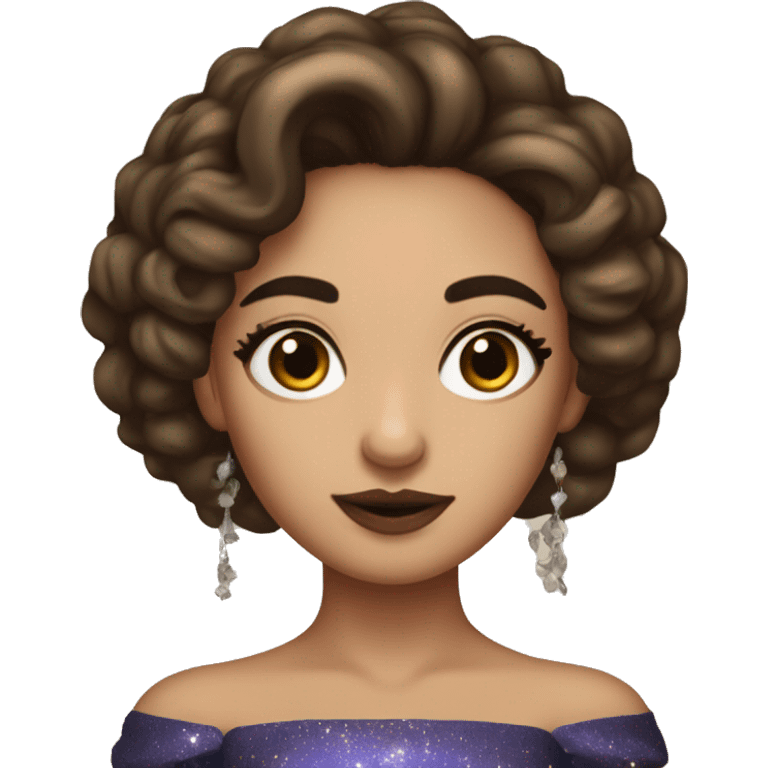 Create the zodiac sign leo as a brunette girl with elaborate makeup and dress that matches the zodiac sign  emoji