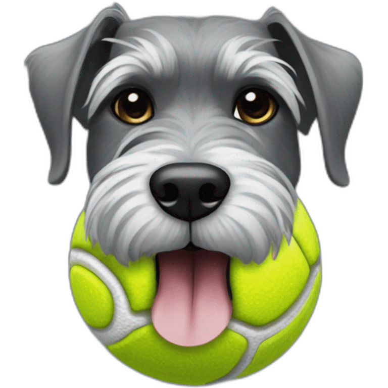 Full schnauzer tennis ball in mouth emoji