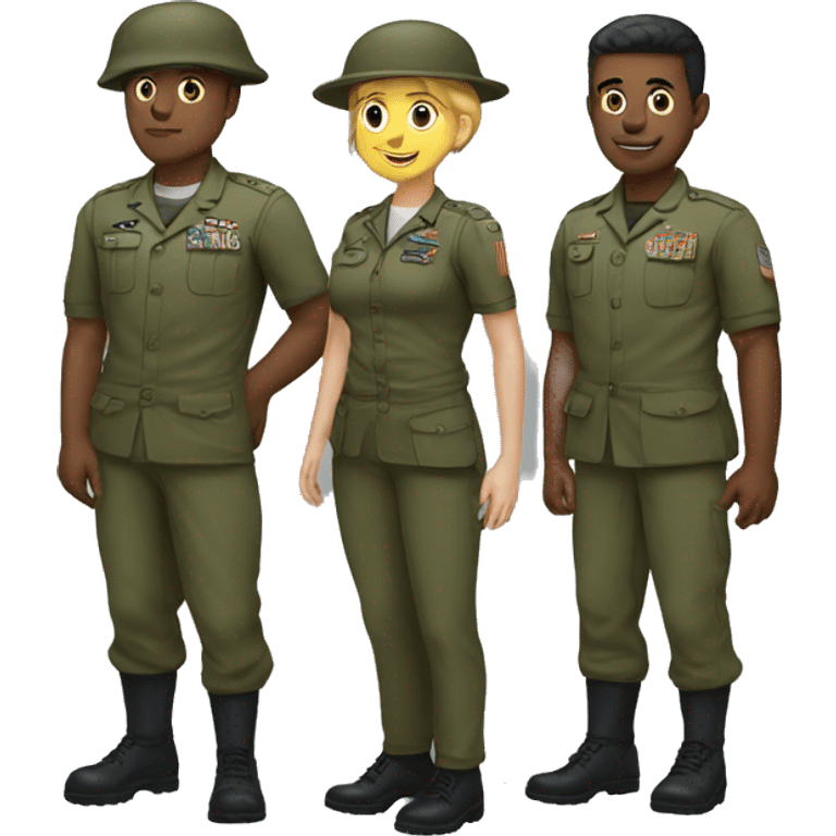 4 army people standing next to eachother emoji