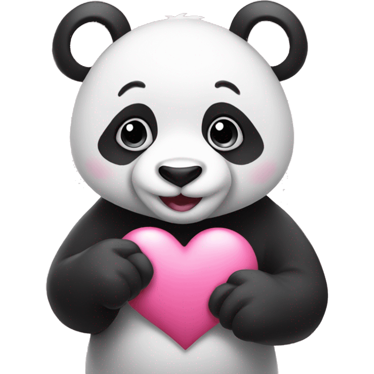 Panda holding a pink heart emoji