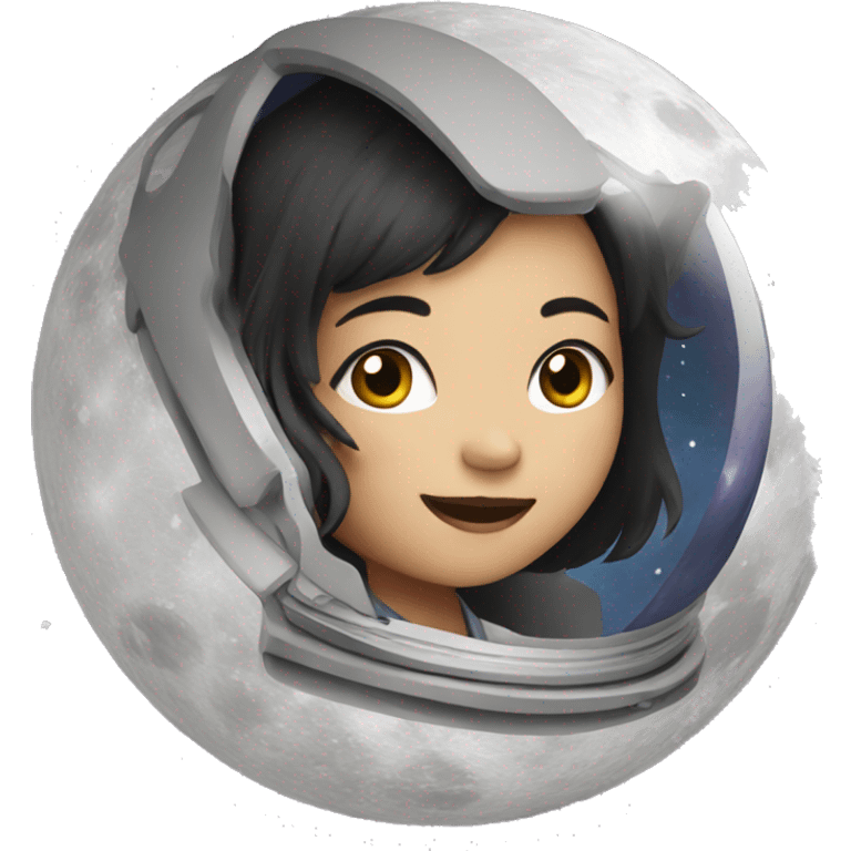 Asian girl on the moon emoji