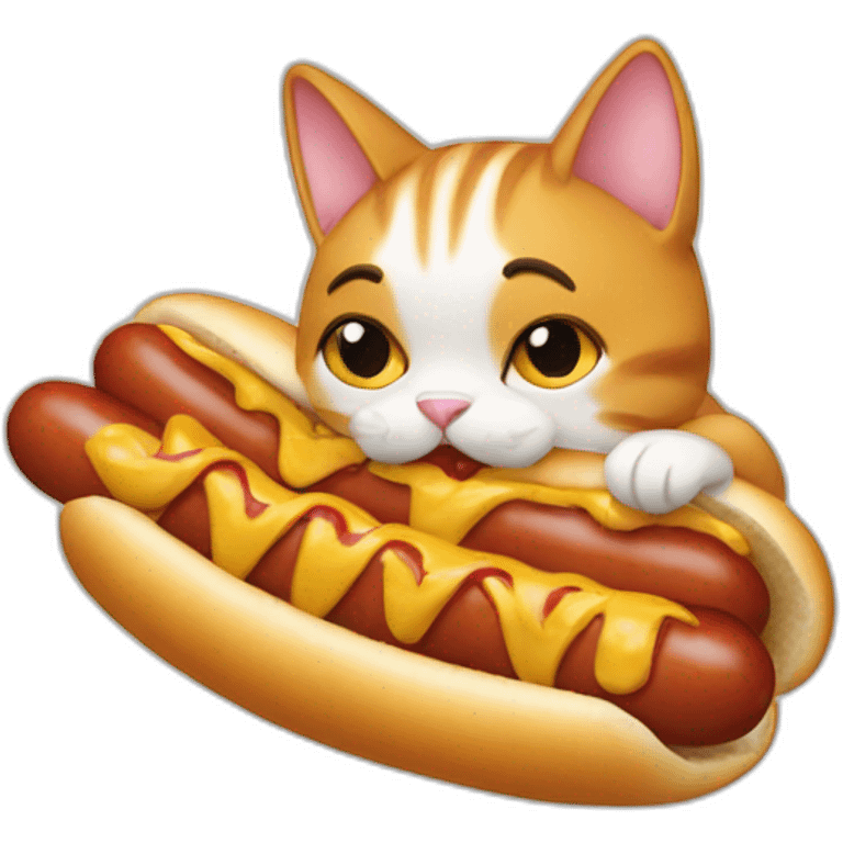 Cat eating hotdog emoji