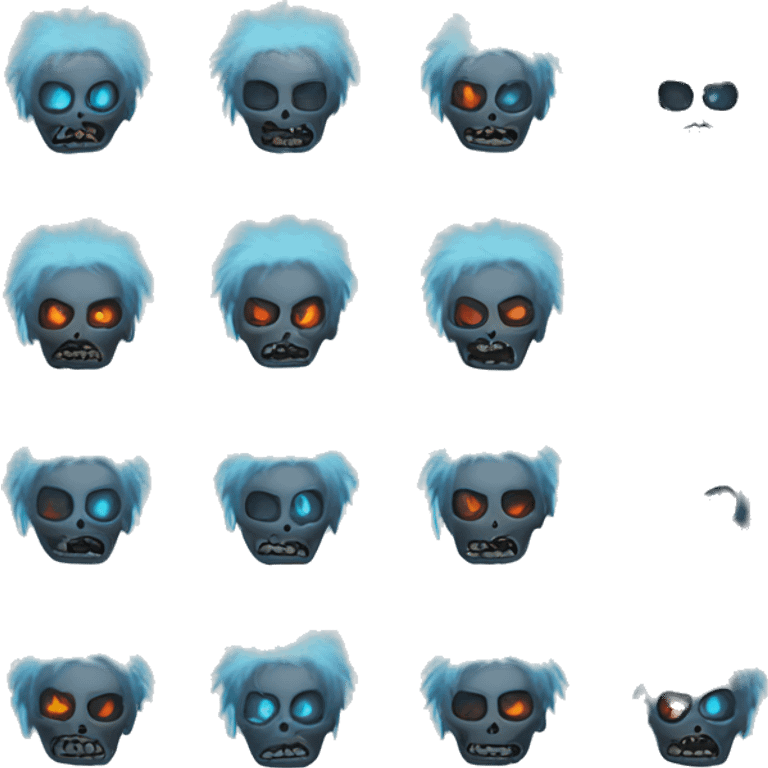 Dark black gray silver zombie blue flames blue glow emoji