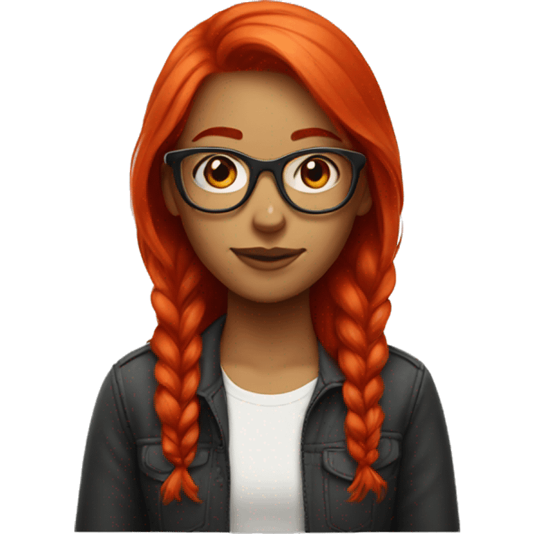 Girl with bright red hair and glasses emoji