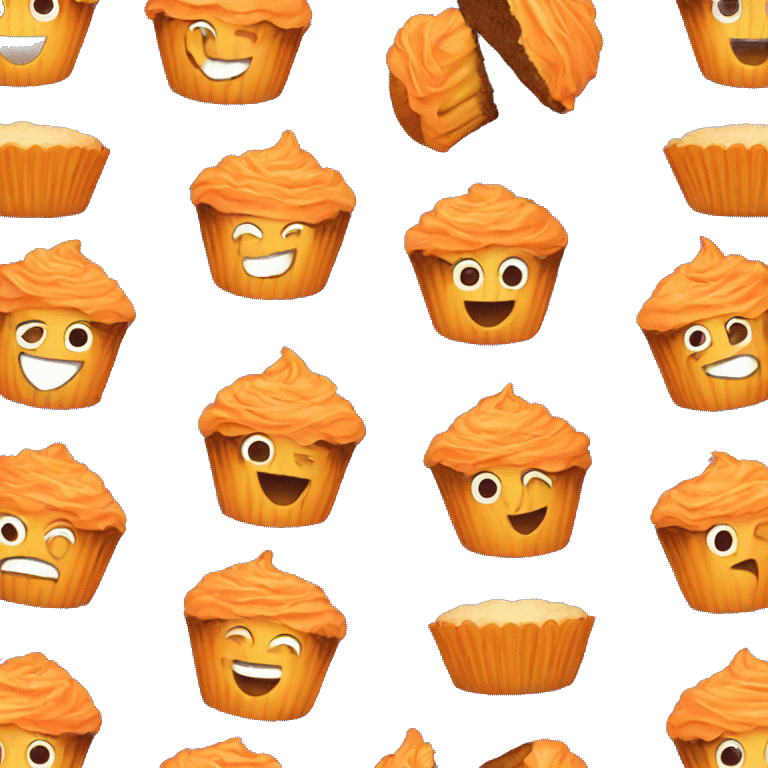 Orange cupcake with a happy face  emoji