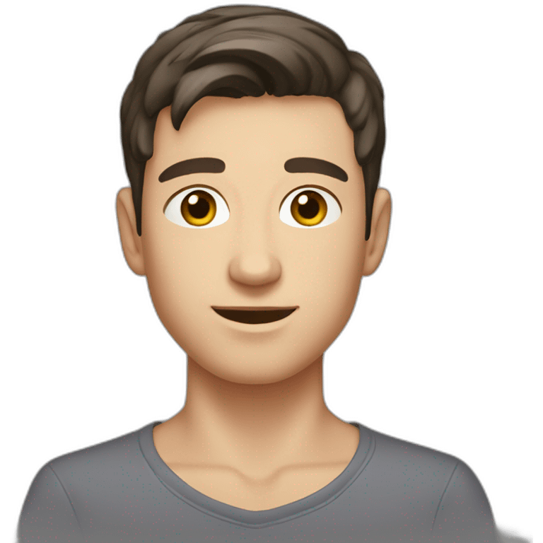 young caucasian male with darkbrown hair, shaved emoji