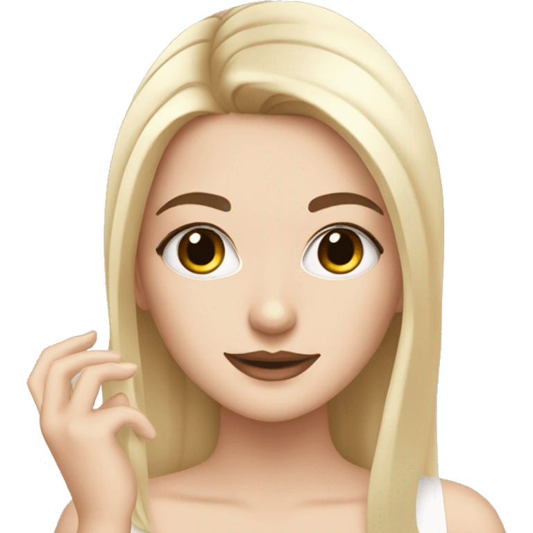 White girl with Black hair doing skincare  emoji