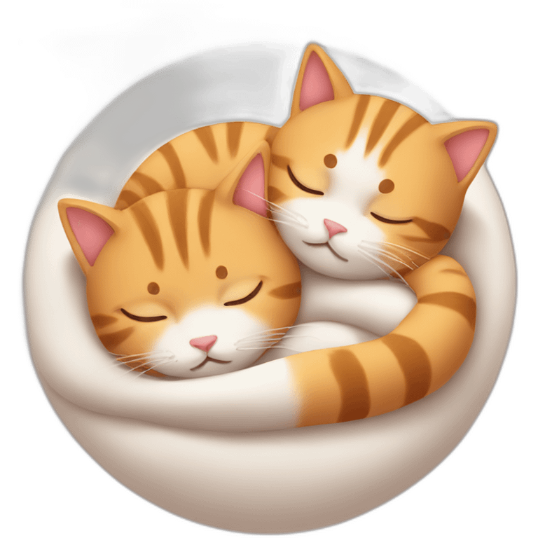 Two cats cute sleeping emoji