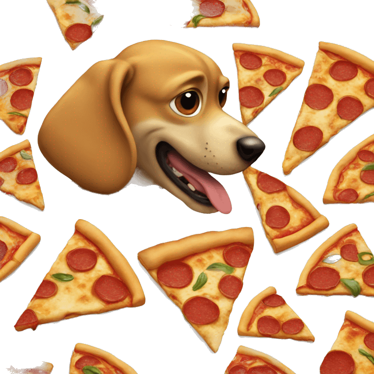 Dog eating pizza emoji