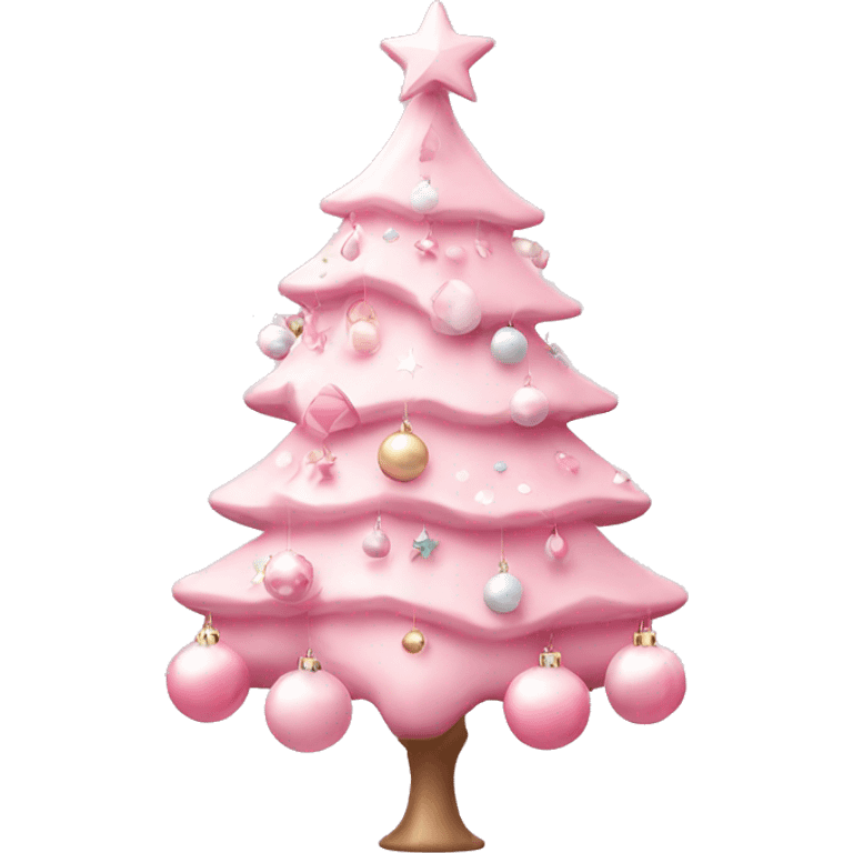 Pink pastel Christmas tree with pink and white ornaments  emoji