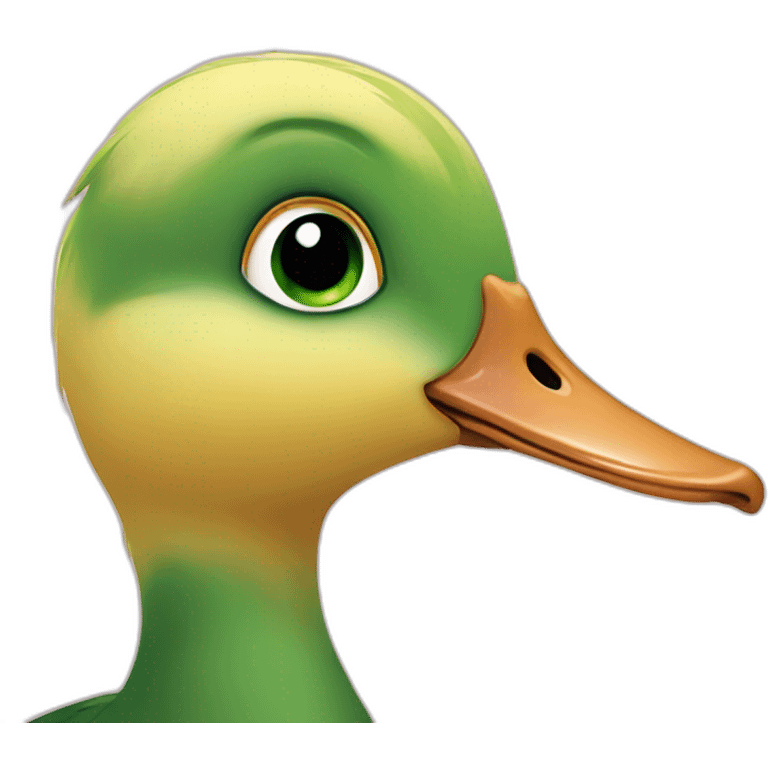 duckling that wears eyeliner and green eyeshadow emoji